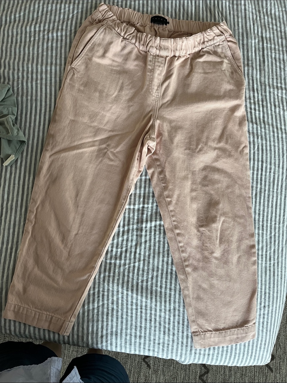 Hatch Collection Maternity Underbelly Denim Cropped/tapered Pants Blush Pink